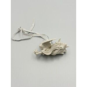 Wedgwood White Bisque Porcelain Flying Angel with Star Christmas Ornament Ribbon